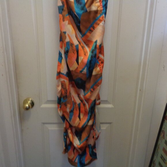 HOT GIRL PRETTYLITTLETHING NWT MAXI RUCHED SATINY COLORS W BAMBOO LOOPS 14 M - Picture 5 of 9